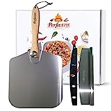 THE PERFECT PIE Premium Pizza Peel 12" x 14" Aluminum Pizza Paddle with Foldable Handle for Storage and 14” Rocker Cutter with Protective Cover. Gourmet Spatula and Cutter Set for Homemade Pizza.