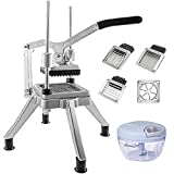 BotaBay Commercial Vegetable Fruit Chopper W/6-Wedge Slicer&1/4″&3/8″&1/2" Blade Professional Food Dicer French Fry Cutter Onion Slicer Stainless Steel For Tomato Peppers Potato Mushroom